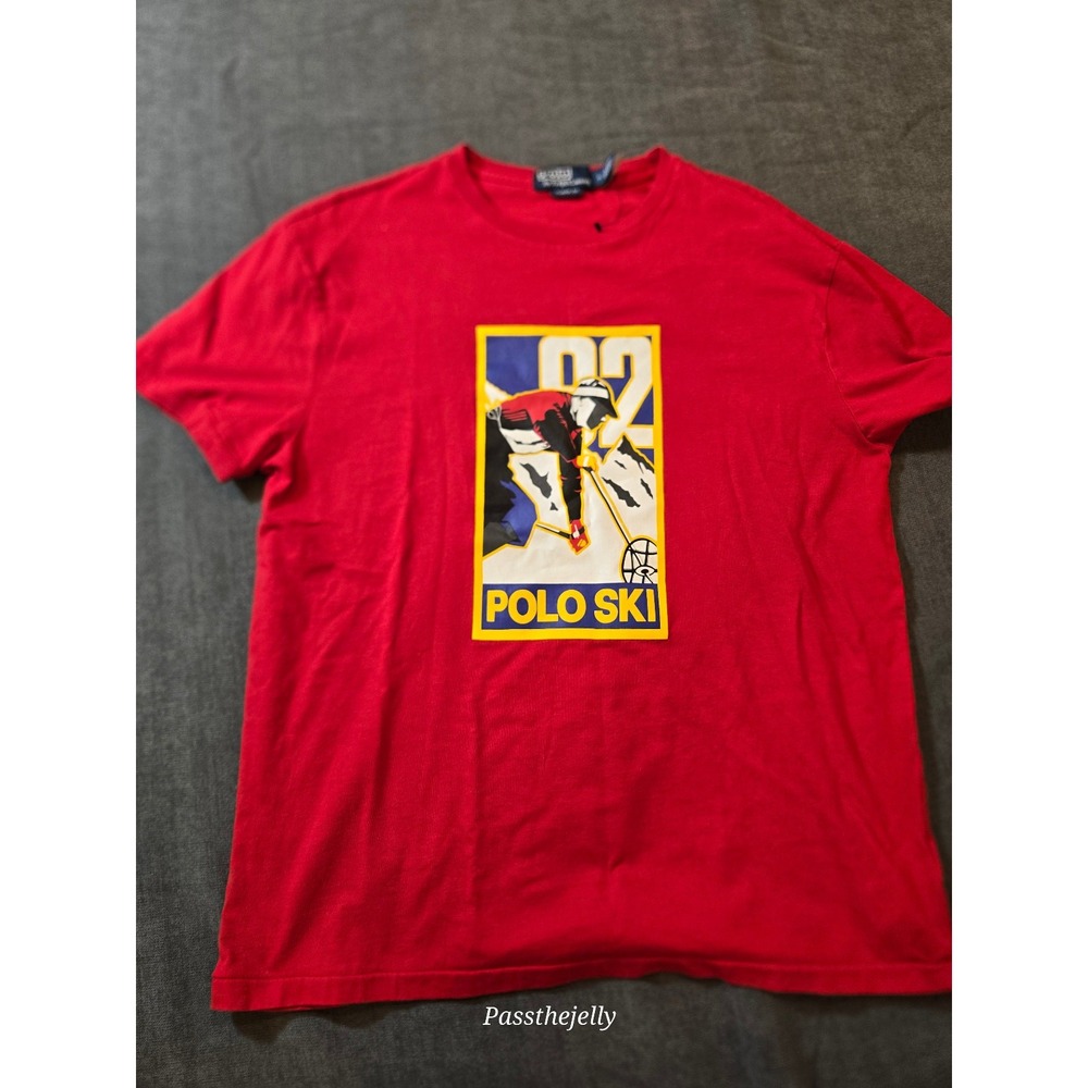 NWOT Polo Ralph Lauren Shirt Mens Medium 92 Polo Ski Short Sleeve T Red